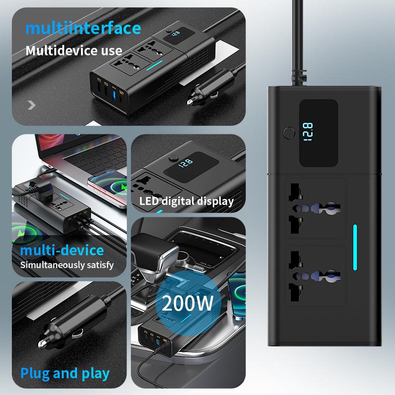 Car Inverter Car Cigarette Iighter 12v Can Be Converted To 110v Or 220v Power Conversion Fast Charger Car Socket Multi-Function