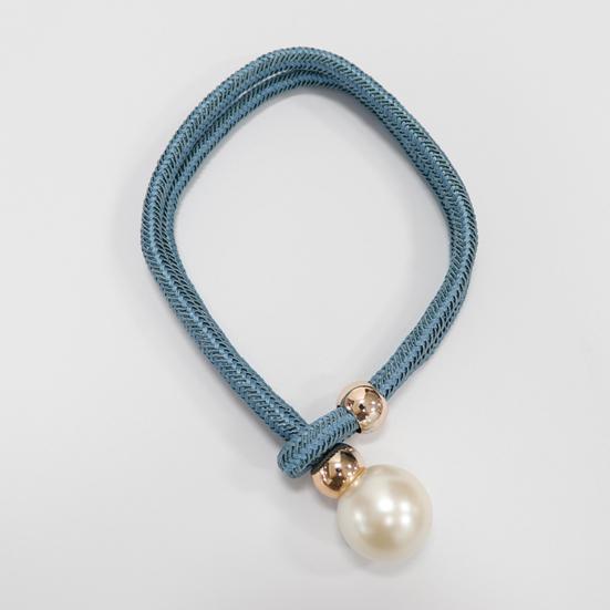 1Pc Faux Pearl Curtain Tieback, Woven Rope Adjustable Curtain Holder, Stylish Bead End Draperies Holder for Living Room Bedroom Bathroom Dormitory