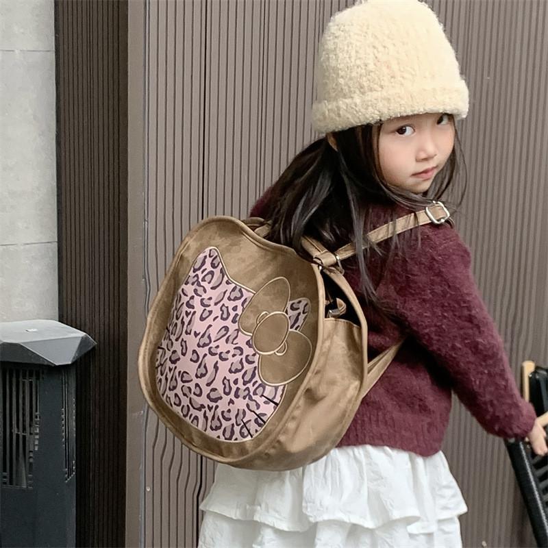 Fun And Playful Cartoon Cat Backpack In Stylish Leopard Print Durable Pu Material For School