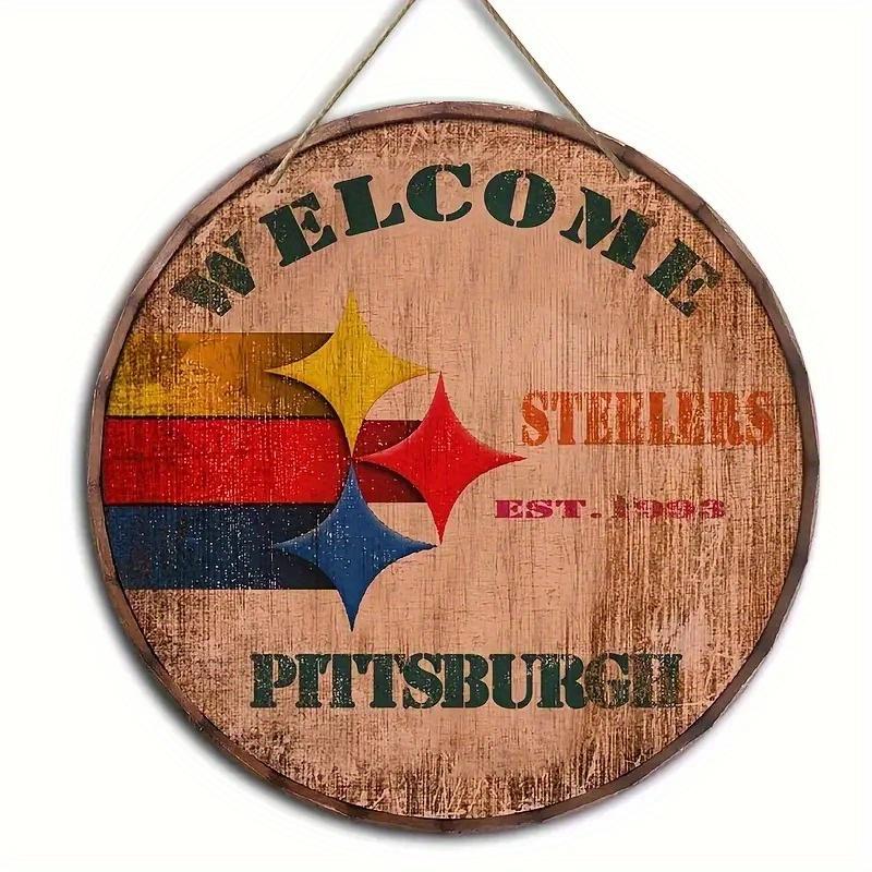 American Football Round Wooden Sign, home Room Holiday Festivals Front Sence Door Wall Hangng Art Sign Decor, Gift for Rugby Fans
