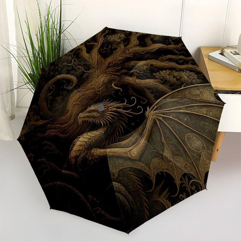 

Dragon Tree Fantasy Circular Wall Art Decor Umbrella, Cute Umbrella with Cute Design, Portable 3-Fold Compact Umbrella for Men & Women, Valentine s Da