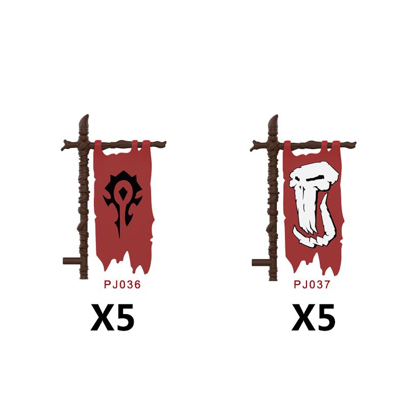 Medieval Castle Green Dragon Knight Building Blocks Figure Accessory Shield Vest Warhorse Cape Orc Flag Mount Wolf Toy Gift D123