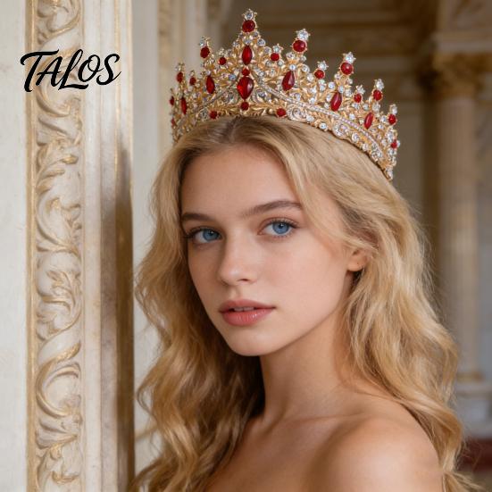 Diamond Appearance Crown Women Sparkling Rhinestones Inlaid Bridal Tiara Secure Fit Rhinestone Lightweight Princess with Curved Ends Pins Hair