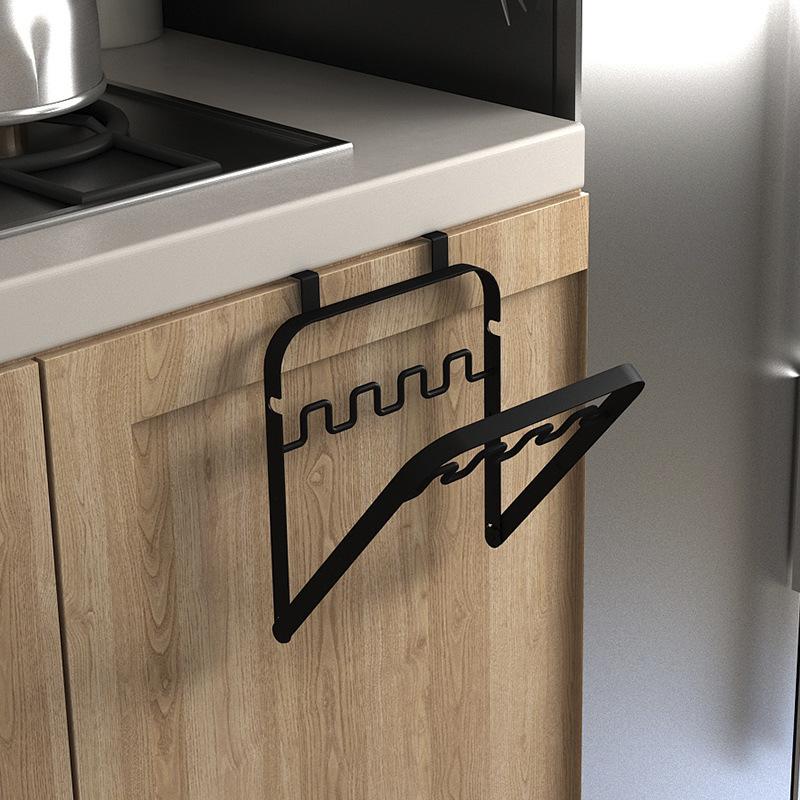 Japanese Style Foldable Cabinet Door Hanging Trash Bag Holder Hook Kitchen Plastic Bag Rack Classification Trash Can Stand чёрный