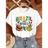 European Size Ladies Carnival Brazil Carnival Theme T-shirt - Festive Carnival Print, Round Neck, Polyester, Spring/ Summer Collection