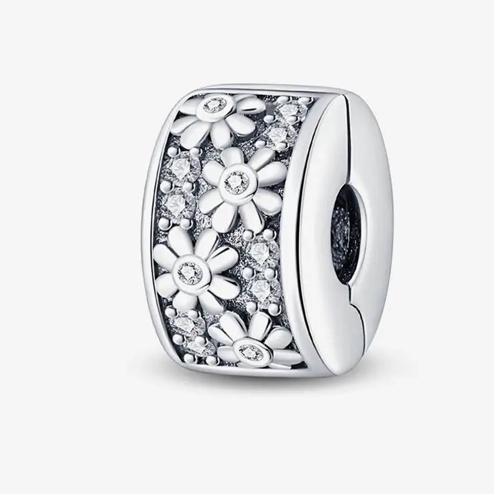 New In Color Zircon Angle Round Clip Bead Fit Pan Original Bracelet Women Copper Safety Chain Jewelry Gift