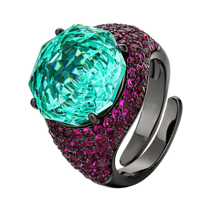 Schmuck Kupferboden Vergoldet Imitat Rosenschliff Schwarzgold Personalisierter Ring Hauptstein 14 mm