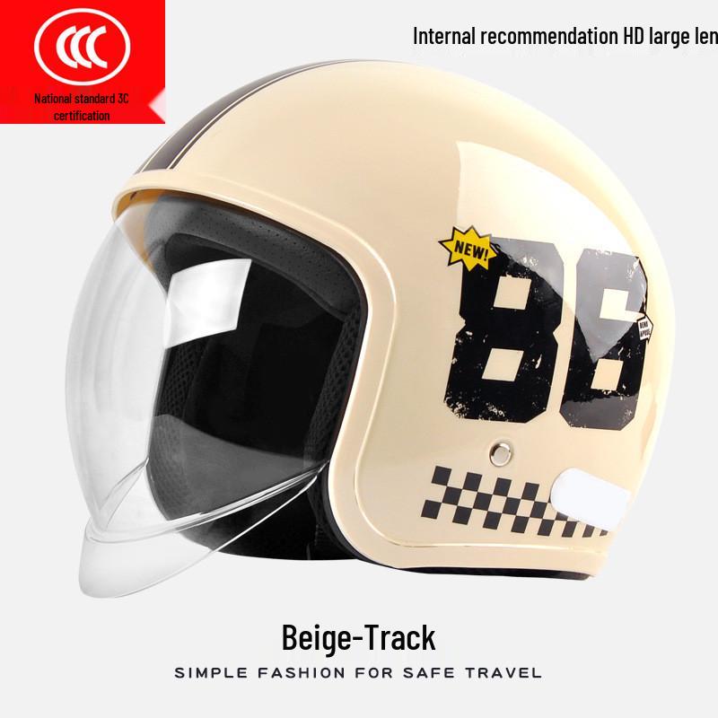 3C Certified AD Electric Motorcycle Helmet, All-Season Half Helmet for Men and Women, Winter-Proof for Scooter Commuting