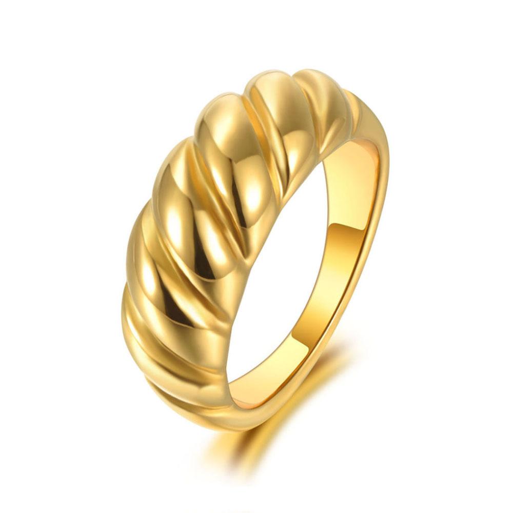Lokaer Trendy Titanium Stainless Steel Twisted Shape Party Ring Original Design Wedding Ring Jewelry For Women