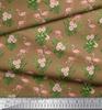 Soimoi Japan Crepe Satin Fabric Tropical Leaves,Floral & Flamingo Bird Print Fabric by the metre 42 Inch