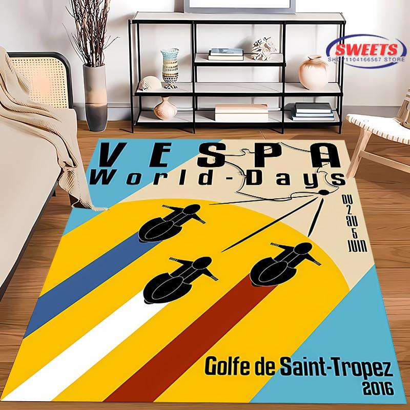 V-Vespa M0t0 Alfombra de Impresión 3D para Sala de Estar Dormitorio Pasillo Tira Larga Antideslizante Suave Alfombra de Área, Felpudo de Sofá Alfombra Decorativa para el Hogar