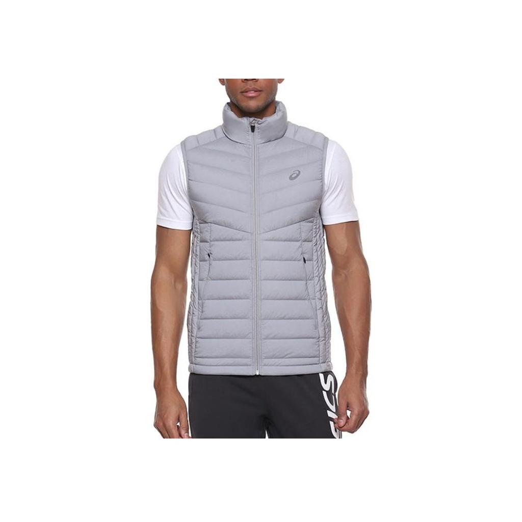 Asics Solid Color Outdoor Casual Sports Zip-Up Stand Collar Warm Down Vest Men Vests Gray 2031E441-020