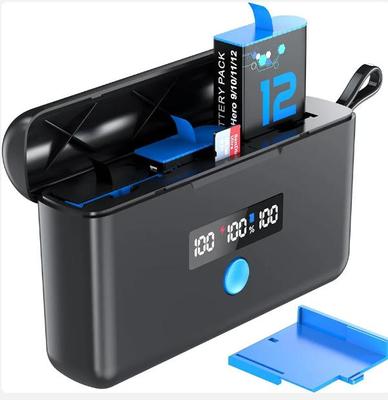 Battery Charger for GoPro Hero 12/11/10/9/8/7/6/5, General GoPro Battery Charger with Micro SD Card Read and Battery Power Read