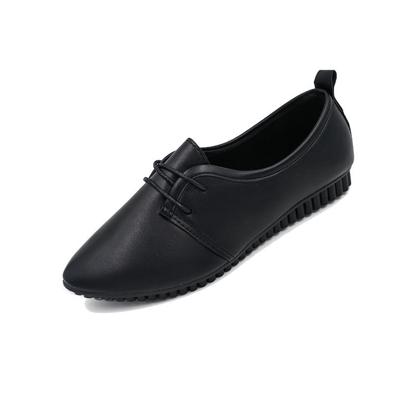 Женские туфли в горох на плоской подошве со шнуровкой и острым носком на плоской подошве 40 чёрный 1439₽