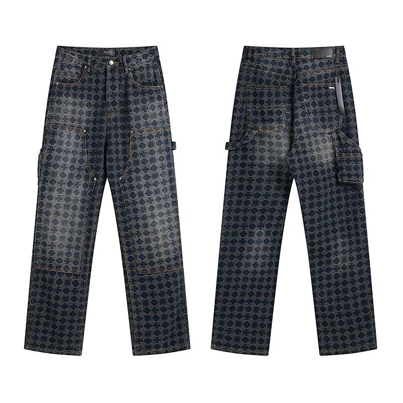 Purple Brand Ink Printing Meichao High Street Retro Ripped Casual Trend Denim Horn Pants Small Feet