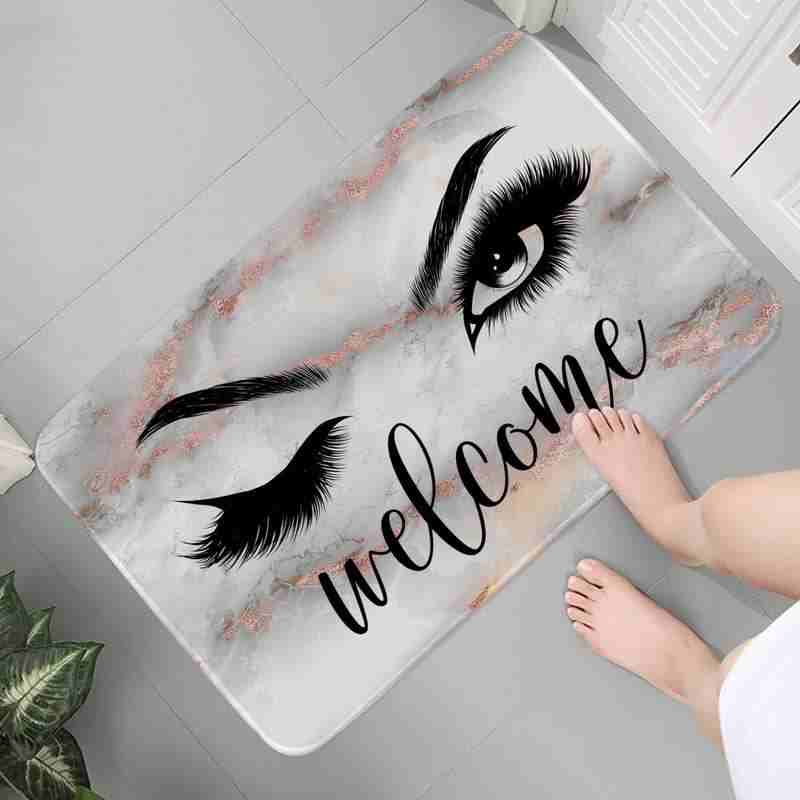 Lightweight Eye Print Crystal Pile Carpet Living Room Bedroom Entrance Foot Mat Kitchen Washable Dirty Resistant Doormat