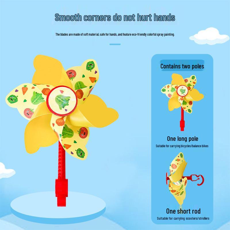 Seven-Color Rotating Pinwheel Pendant for Children's Bike or Stroller