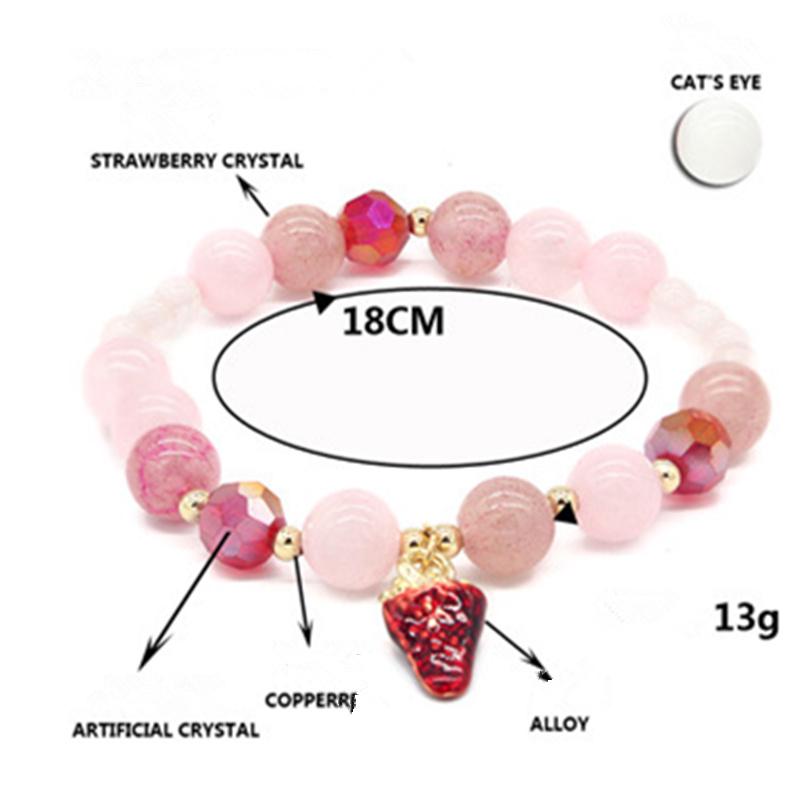 LUXY MOON Strawberry Crystal Pink Crystal Opal Lady Beads Natural Stone Bracelet