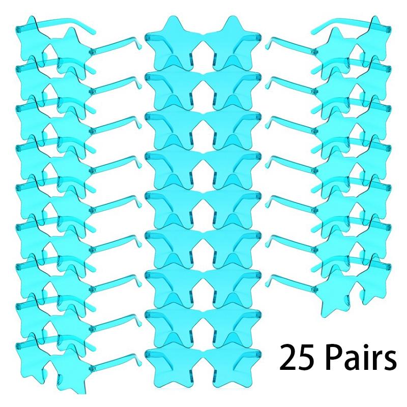 25 Pairs Rimless Star Shaped Sunglasses Men Fashion Cute Candy Color Beach Vacation Decor Shades Women Trendy Rave Sun Glasses