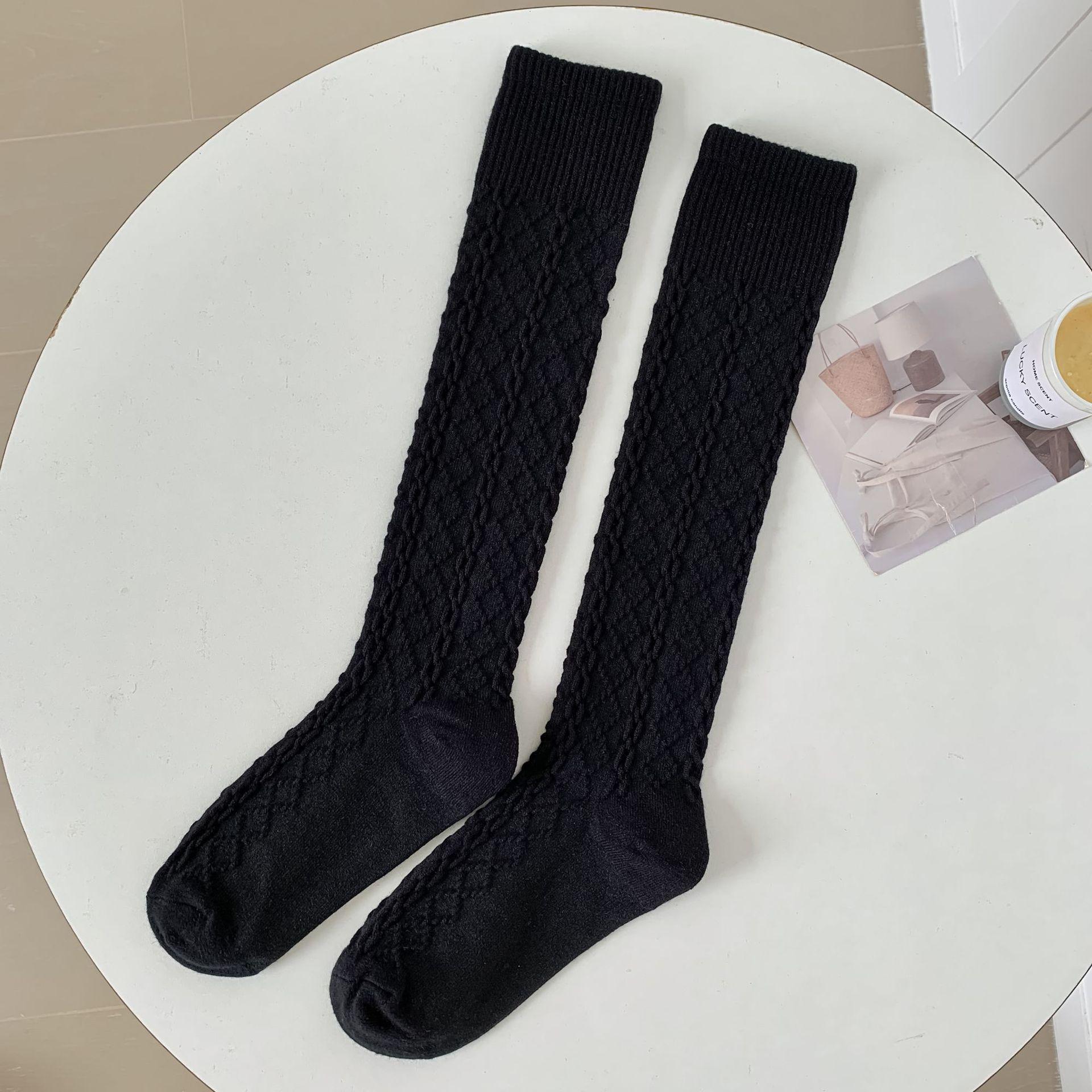 

Women s Japanese Retro Cable Knit Cashmere Over-the-Knee Slouch Socks - Solid Color, Trendy Korean Style One Size