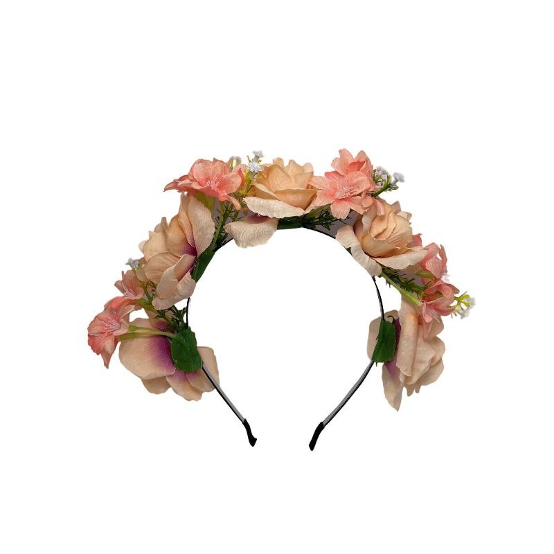 New simulated flower headband, bohemian wreath head buckle, women's fabric flower headdress
