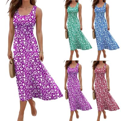 Damen Bedrucktes Camisole Ärmellos Bequemes Strandurlaubskleid