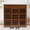 3-Tier Bamboo Shoe Cabinet W/ Shutter Doors & 1 Drawer - Holds 25 Pairs, Modern Wooden Shoe Rack Organizer for Entryway, Hallway