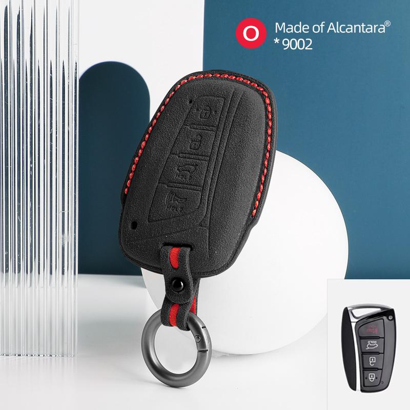 Car Key Case Cover Shell For Hyundai Grandeur HG Sedan Genesis G80 Santa Fe 3DM Grand  2018 EQUUS Azera Suede Auto Accessories