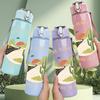 1PC Desert Cactus Circle Art 750ml Color Plastic Sports Water Bottle Leakproof Flip Straw Lid Suitable for Sports Office Home Use