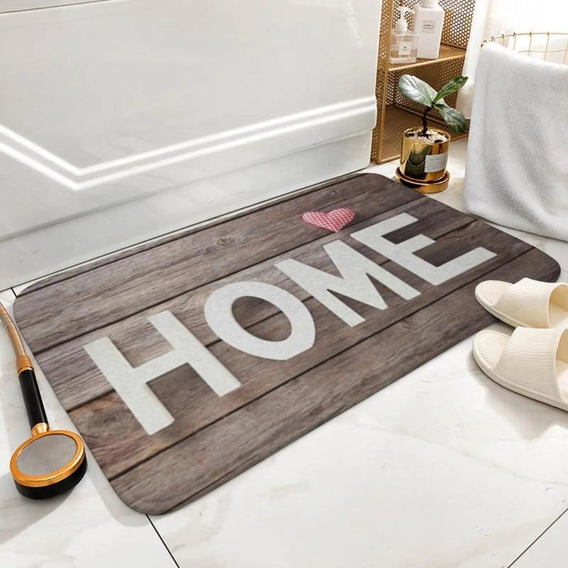 Funny Home Area Rug Washable Non Slip Soft Brown Welcome Patterned Front Doormat for Bathroom Home Entry Way Decoration