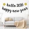 Hello 2026 Banner, Home Office Celebrations Party Decorations Happy New Year Party Hanging Sign New Year's Eve Bunting Supplies Black Glitter