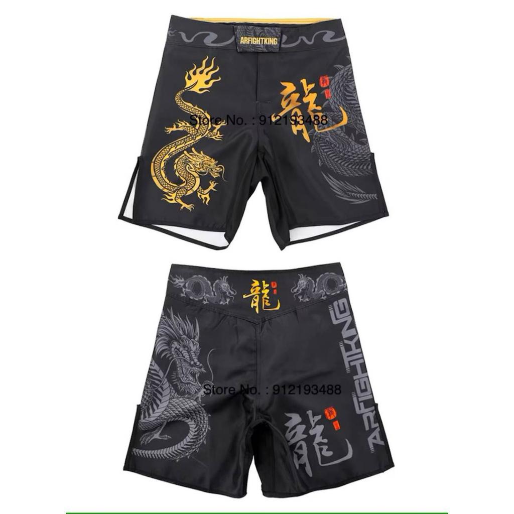 MMA UFC Chinese Tiger Dragon Lion Muay Thai Shorts Pants Kickboxing Boxing Unisex Men Women Kid Quick Dry Print Elastic Training