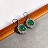Gessen Jewelry Green Chalcedony Retro Starburst Diamond Earrings
