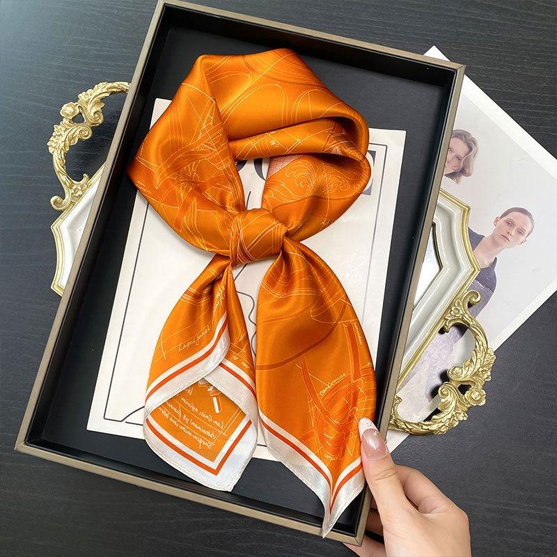 Mulberry Silk Small Square Scarf Women's Versatile Printed Silk Scarf High-end Headband Scarf French Scarf Spring and Summer New
