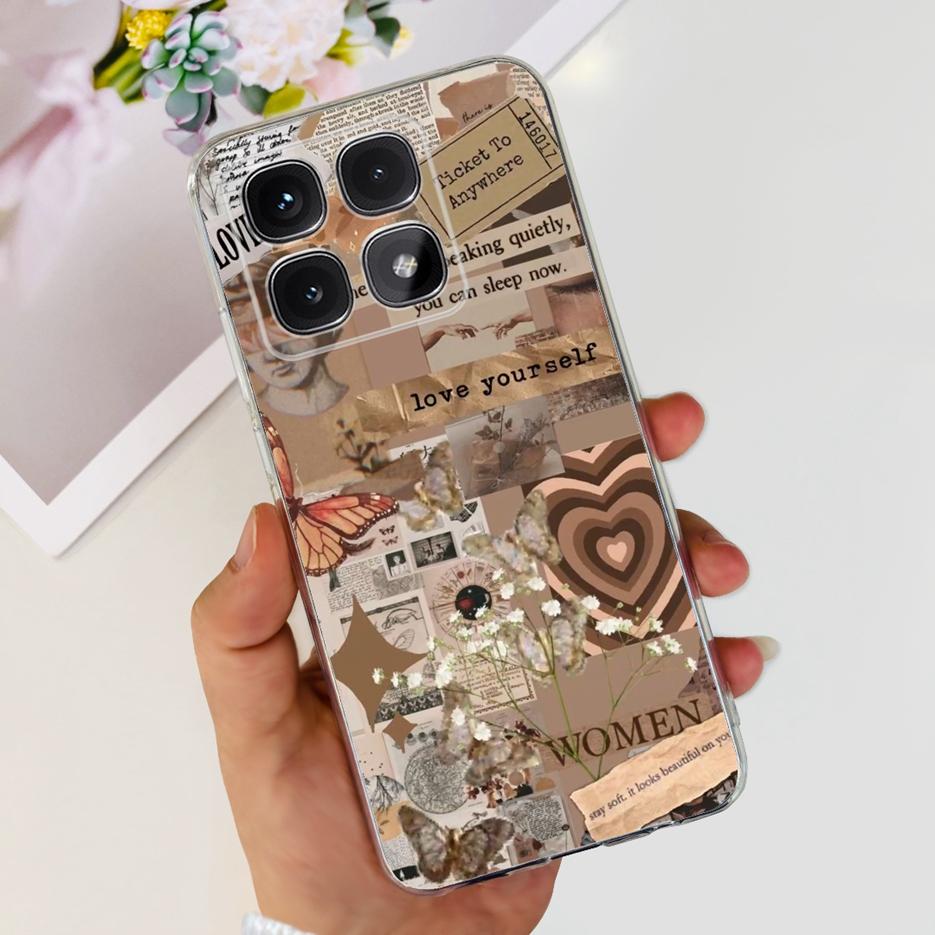 For Xiaomi 14T Pro Case Stylish Flowers Painted Cover 6.67'' Clear Silicone Phone Case For Xiaomi Mi 14T 14TPro Mi14T Soft Shell