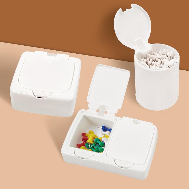 Press Type Mini Desktop Storage Box with Cover Pop-up Window Cotton Swab Cosmetic Cotton Plastic Dust Collection Box