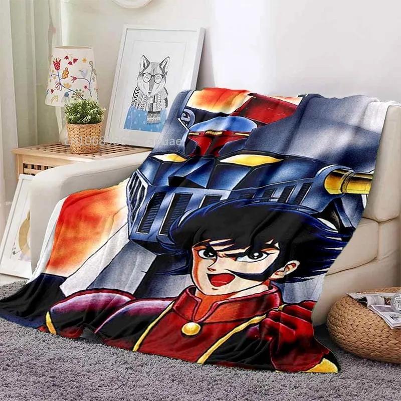 Mazinger Z UFO Robot Grendizer Flannel Blanket Cartoon Anime Children Soft Cover Lightweight Bed Sofa Chair Blanket