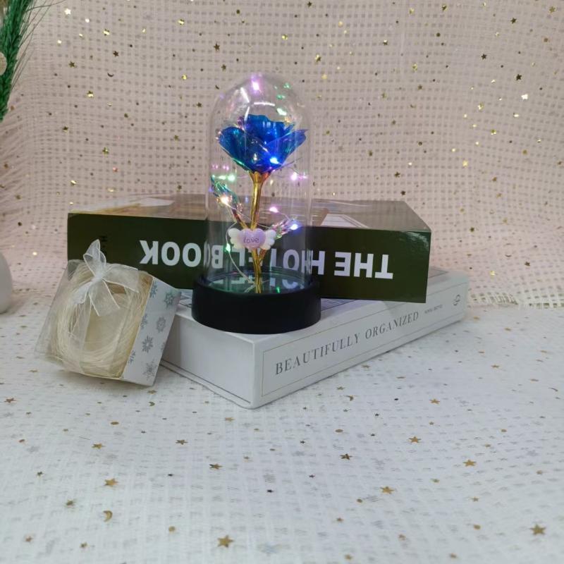 Artificial Rose Flowers Valentines Day Gift for Girlfriend Eternal Rose LED Light Foil Flower Wedding Decor Christmas Gifts