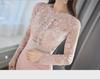 Korean Style Women's Slim Fit Lace Splice Midi Dress