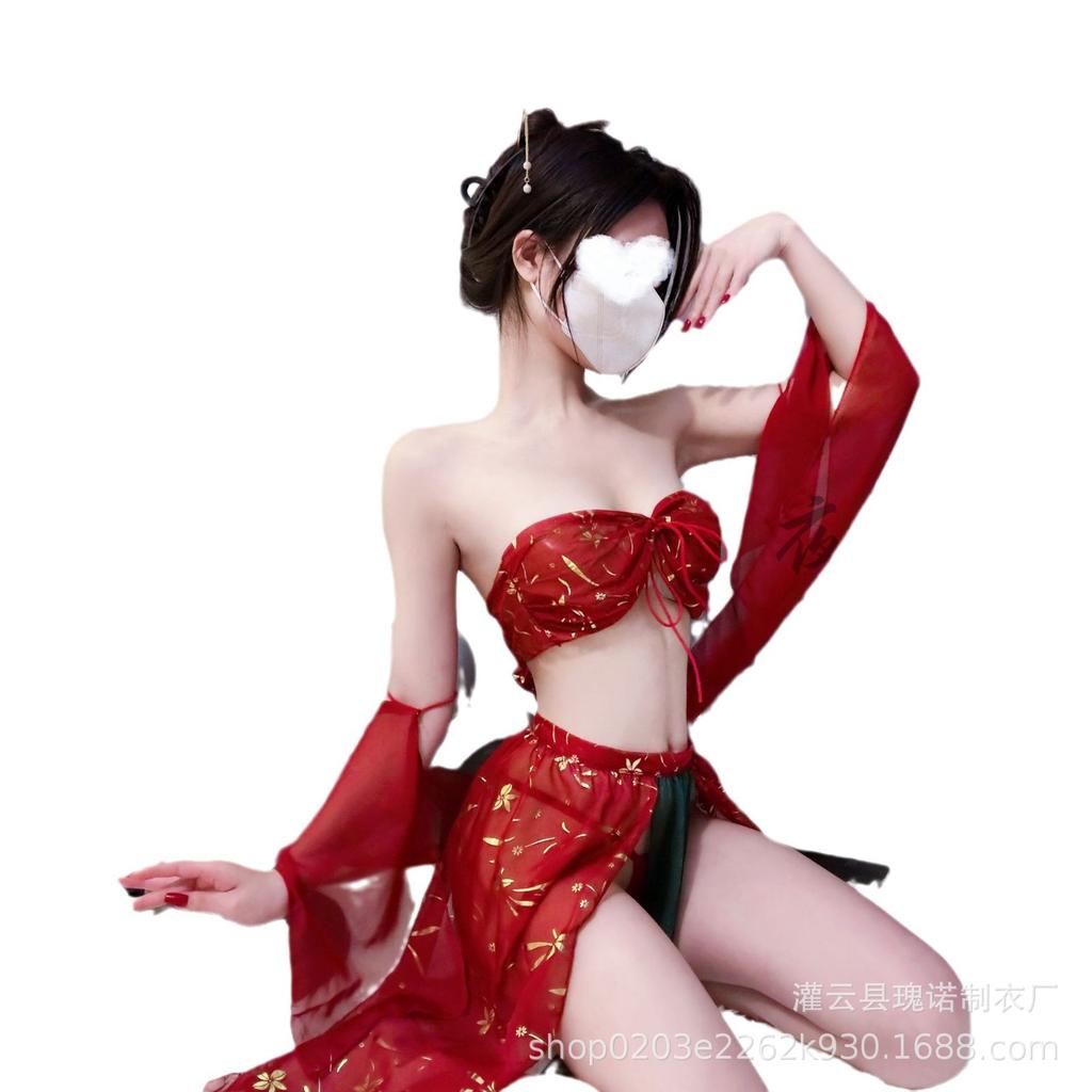 Large size boutique new sexy underwear sexy Dunhuang flying dance girl exotic antique Hanfu tube top perspective