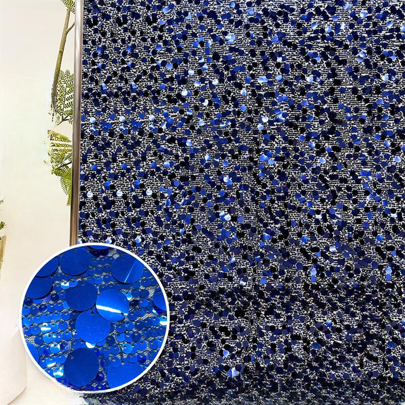 5+18mm Sequin Mesh Lace Fabric for Sewing High Quality Wedding Party Dress Clothing Patchwork DIY Apparel Sewing Supplies