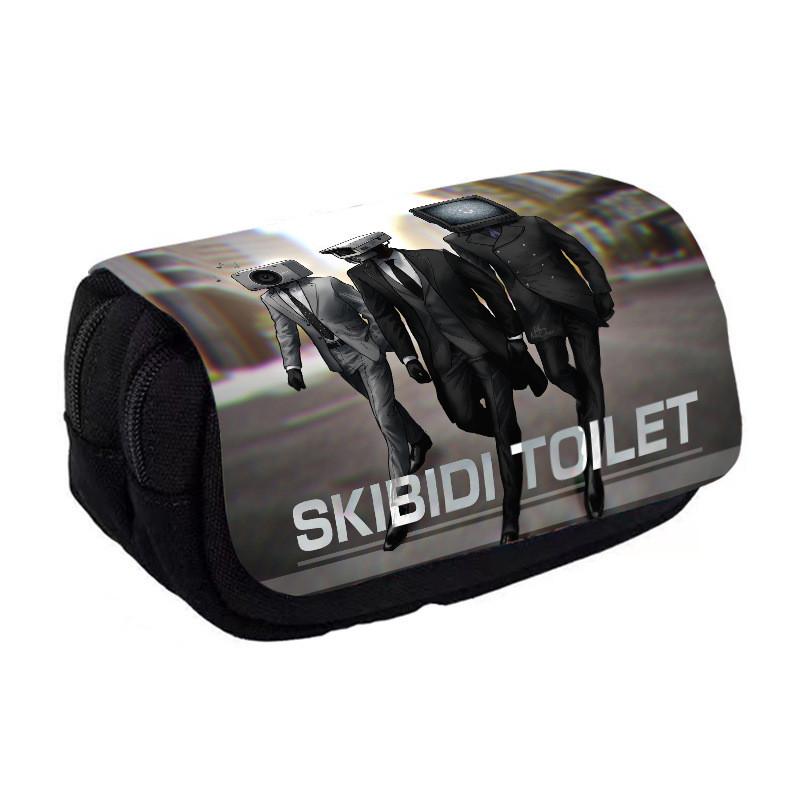 Двухслойная пенал-косметичка Skibidi Toilet из нейлона для школьников и офиса Multi
