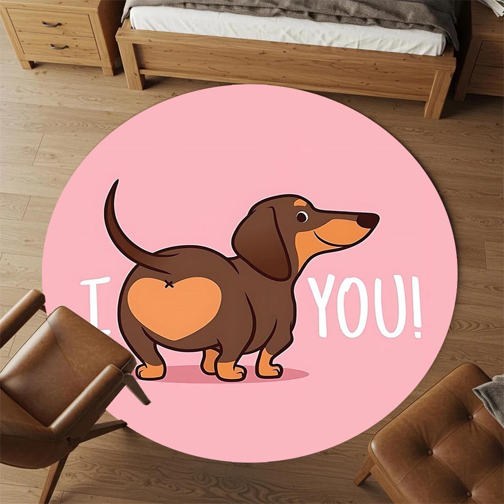 1pc I Love You Round Chair Mat Area Rug - Non-Slip, Floor Mat for Office, Bedroom, and Indoor Decor C1125116