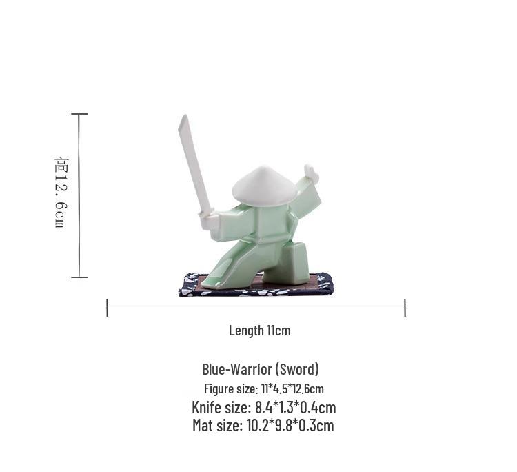 Ceramic Swordsman Incense Holder: Creative Sword-Dancing Ornament & Stick Burner Base