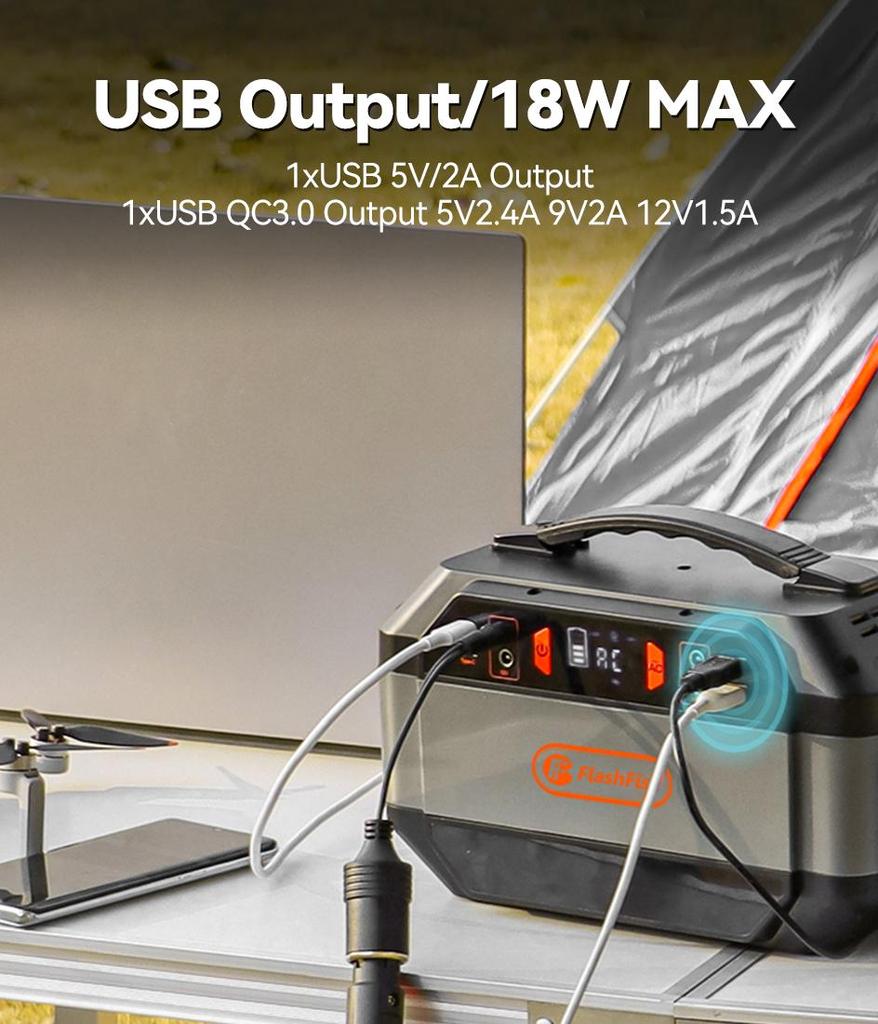 Flashfish P56 Portable Power Station 288.6Wh Battery Capacity 3 Practical Charging Methods BMS Multi‑Safety Protection