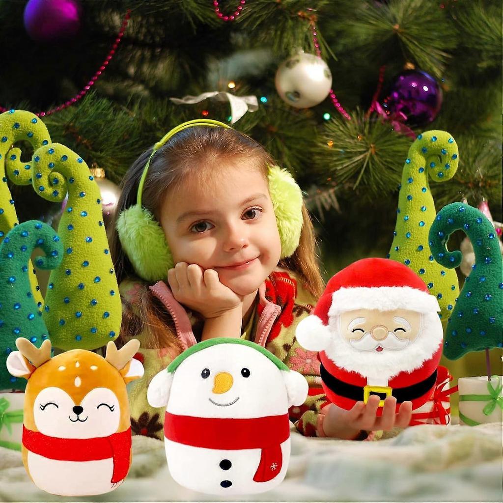 8 Cute Christmas Santa Soft Plush Toy,3D Xmas Santa Plush Pillow Toy,Squishy Cotton Plushies Doll,Kawaii Plush Stuffed Animal Toy
