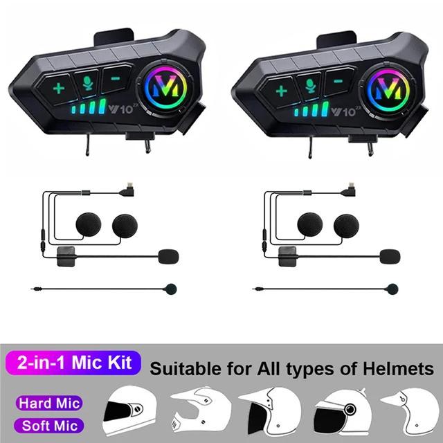 1/2Pcs Motorcycle Intercom Headset Helmet Bluetooth 5.3 For 2 Riders Intercommunicator 300M Waterproof Motorbike Interphone
