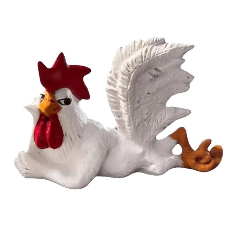 Белая статуэтка петуха, небьющаяся смоляная скульптура петуха для стола, камина, книжной полки, подоконника 1