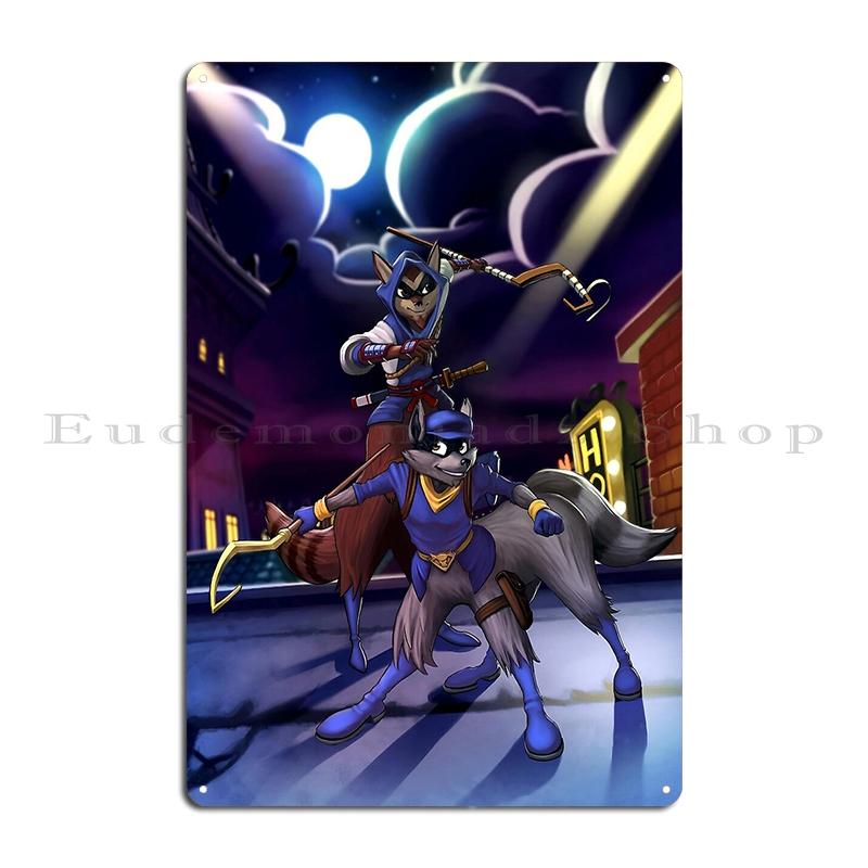 Sly Cooper Midnight Metal Sign Wall Mural Home Create Plaques  Sly Cooper Tin Sign Poster 20x30cm