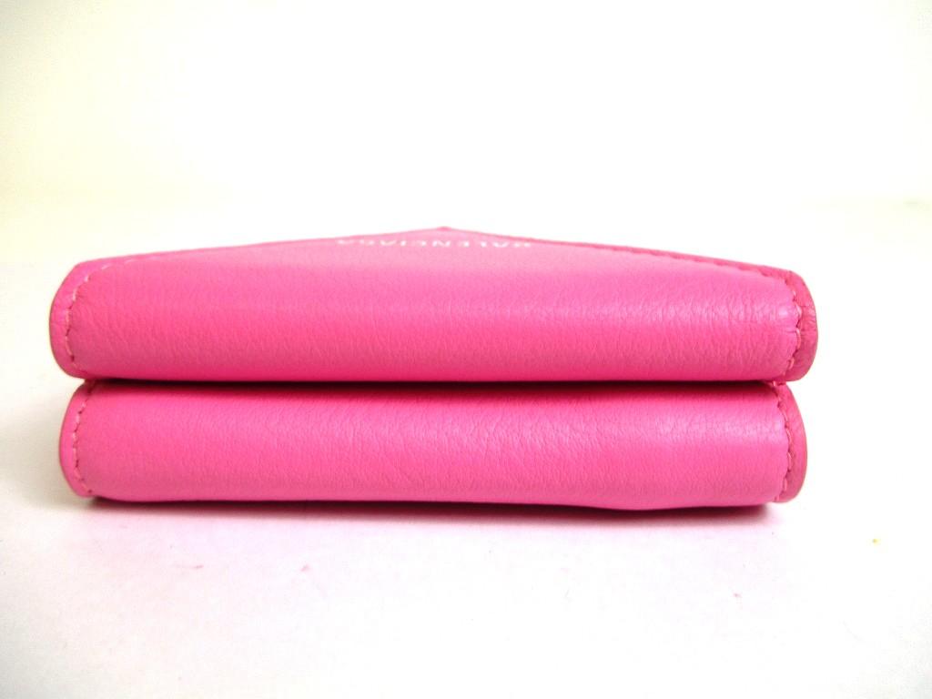 Authentic BALENCIAGA Pink Leather Trifold Mini Wallet Compact Wallet #b126  Open box